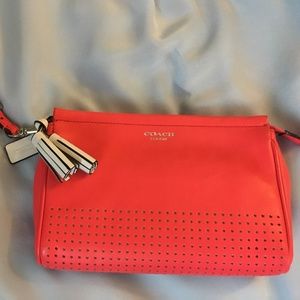Coach Wristlet Legacy Perforated Leather Clutch